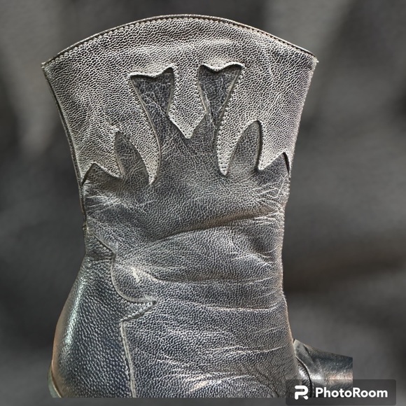 Leather Evidenzia! Denim blue booties made in Italy sz 37 sz 7 US lamb skin - Picture 6 of 13